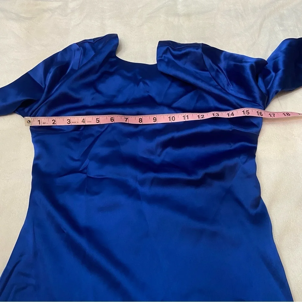 New! Free People x Delfi Collective Amber Royal Blue Satin Dress 2852